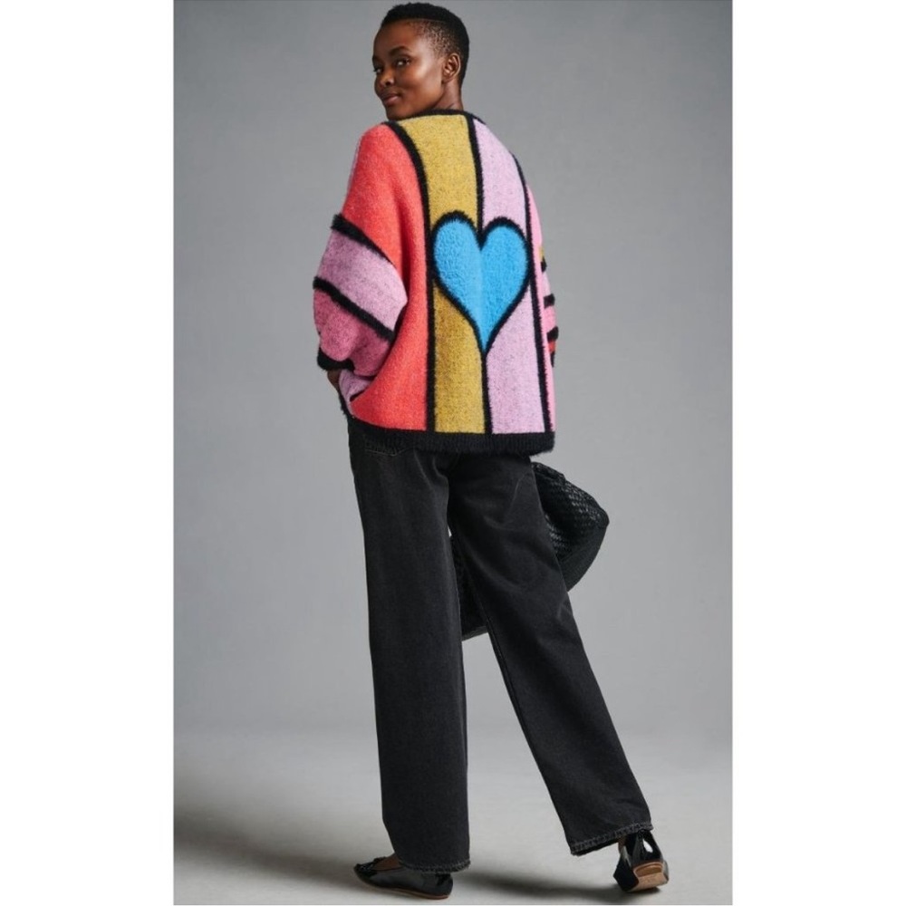 Vibrant Multicolor Women's Cardigan with Heart Design
